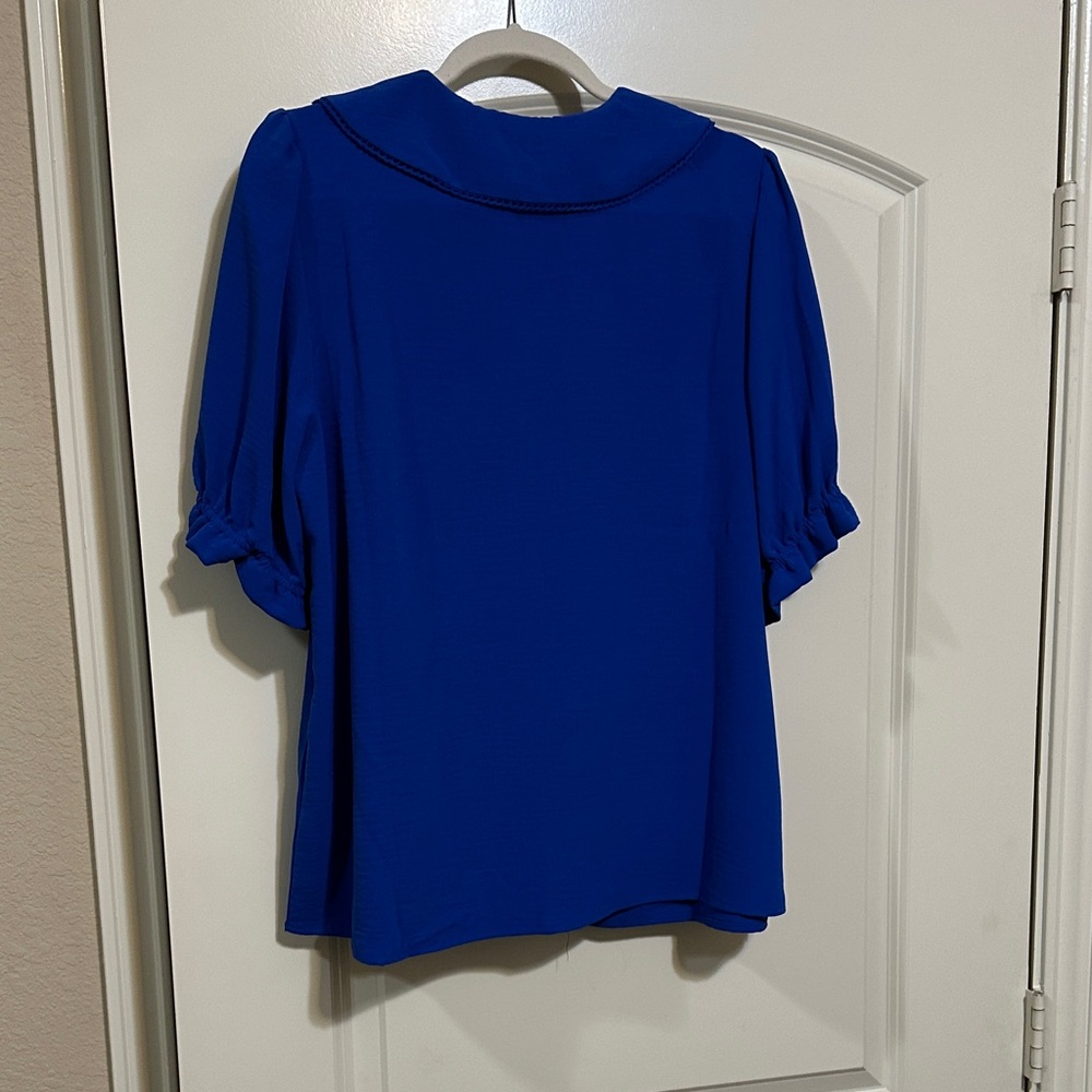 CeCe Royal Blue Blouse with Peter Pan Collar - Picture 3 of 3